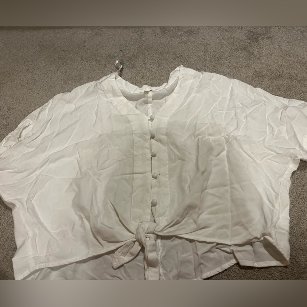 Button up shirt with tie in front